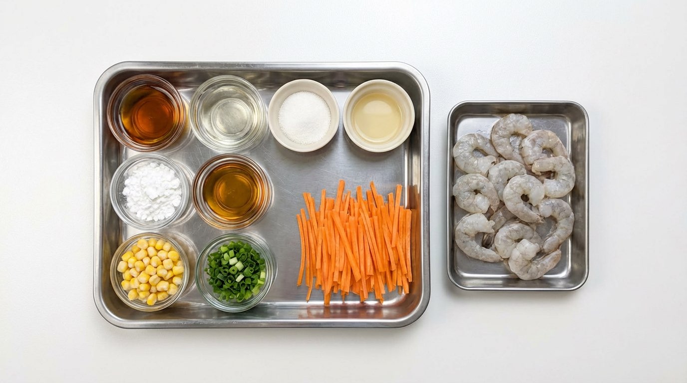 エビとにんじんの白だしレンジ蒸し（材料）