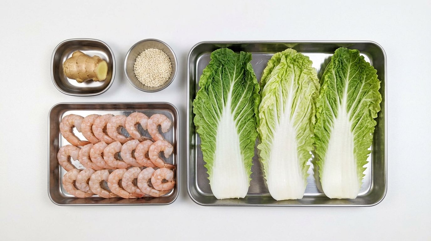 エビと白菜の鶏だしごま和え（材料）