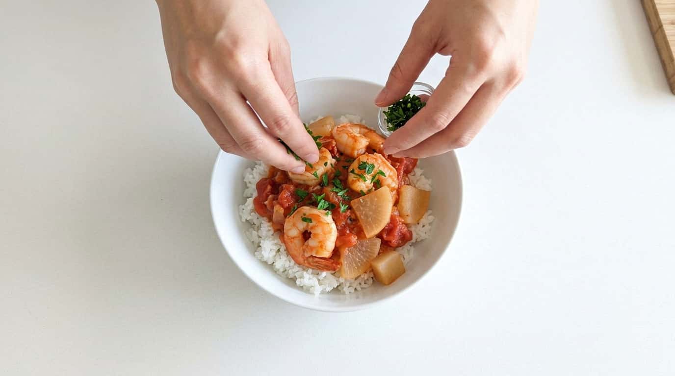 エビと大根のトマト煮込み丼（完成イメージ）