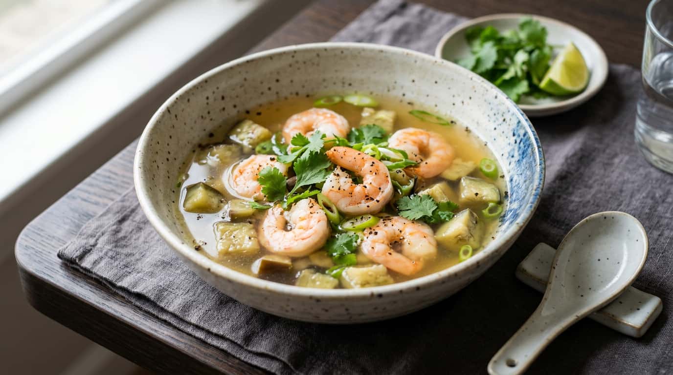 エビとなすの塩こしょうスープ（完成イメージ）