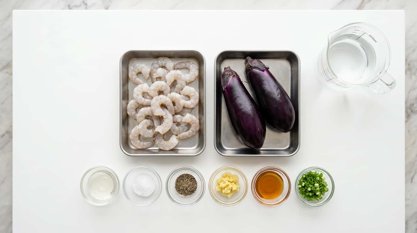 エビとなすの塩こしょうスープ（材料）