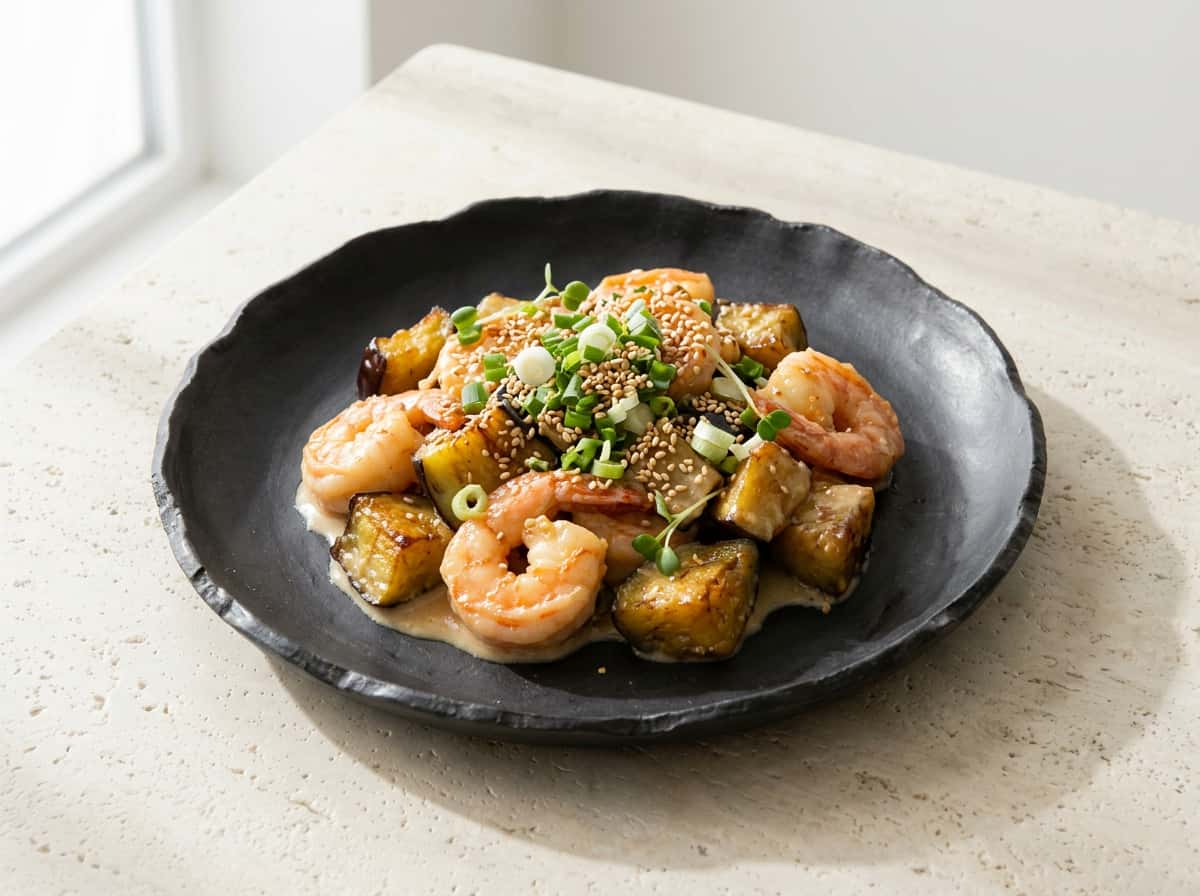 エビとなすの白だしごま和え（ガッツリ）