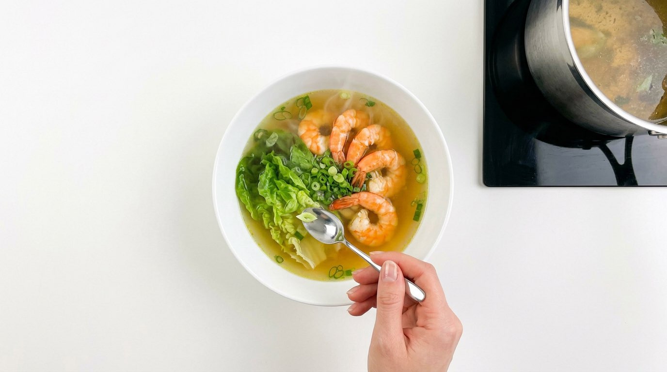 エビとレタスの鶏ガラスープ（完成イメージ）