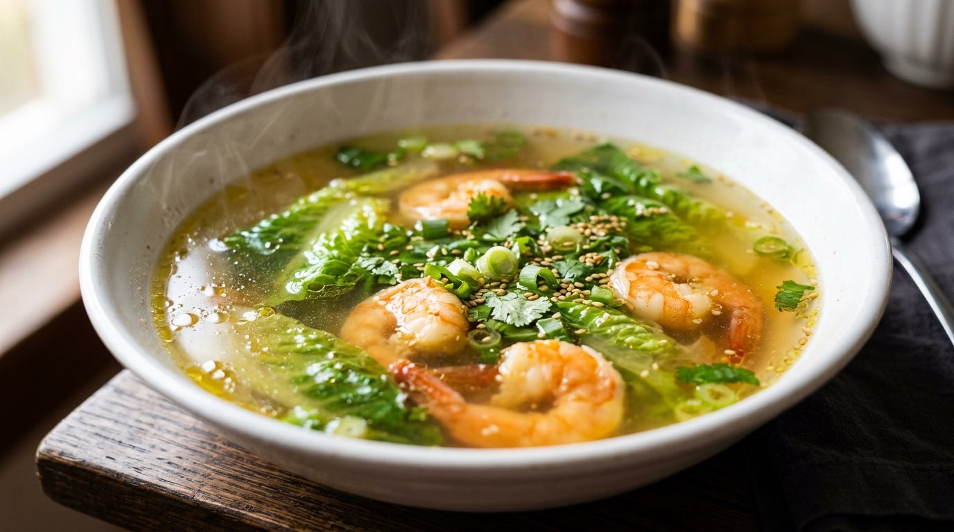 エビとレタスの鶏ガラスープ（完成イメージ）