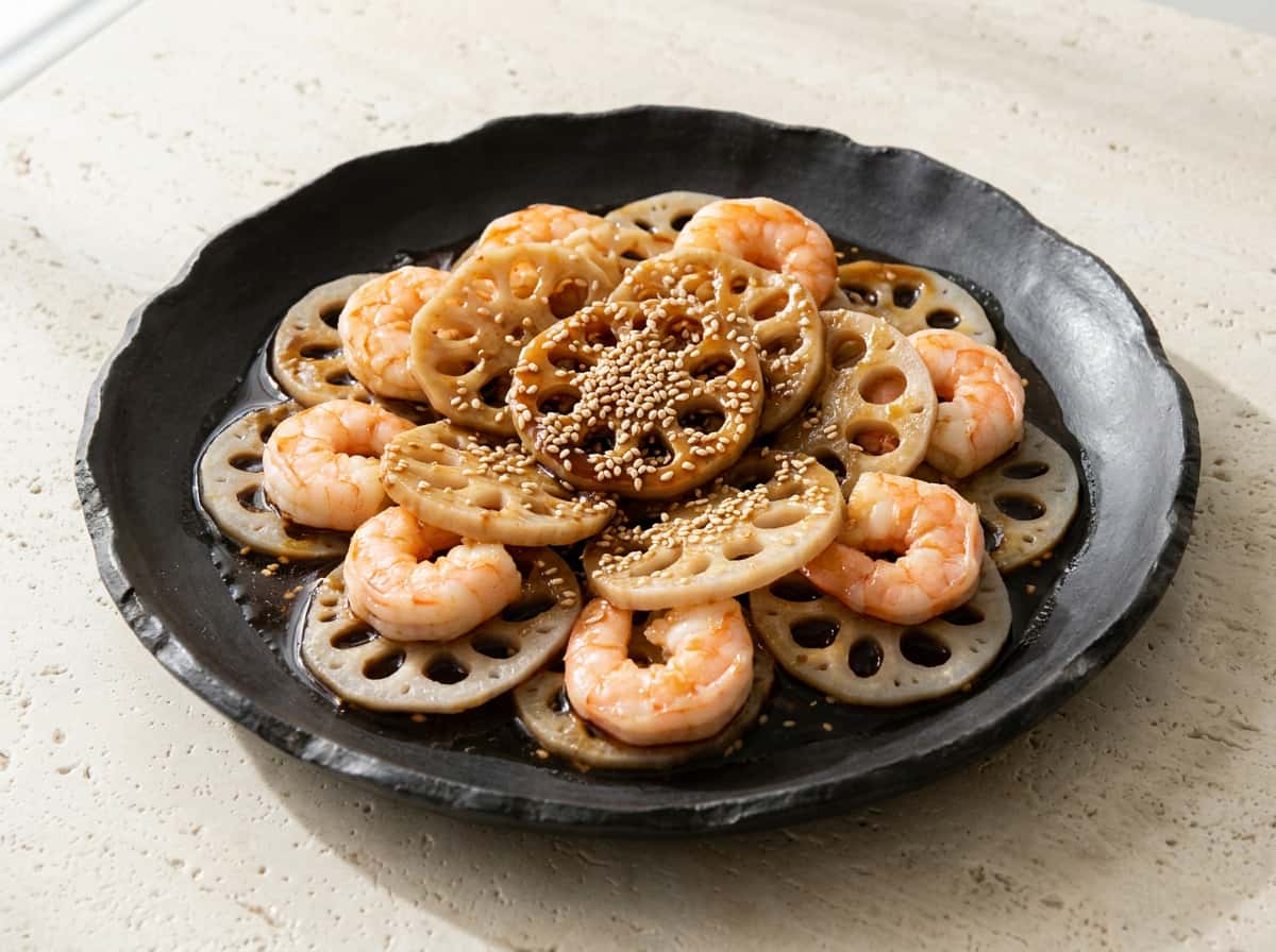 えびとれんこんの醤油ごま和え