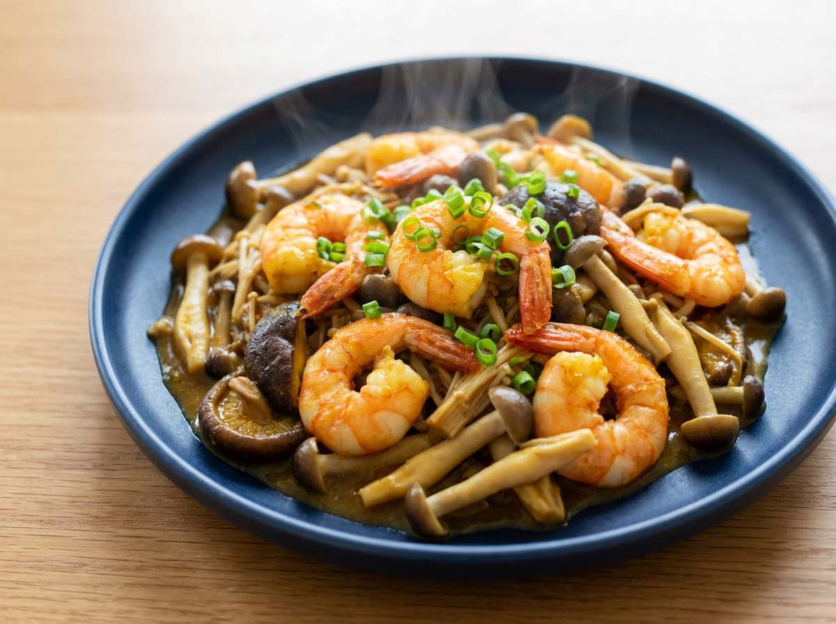 エビときのこのカレー香る高タンパク蒸し