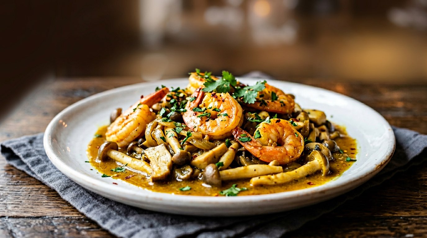 エビときのこのカレー香る高タンパク蒸し