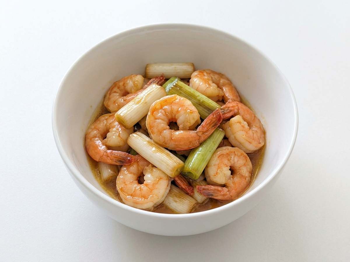 エビと長ねぎのバター醤油煮