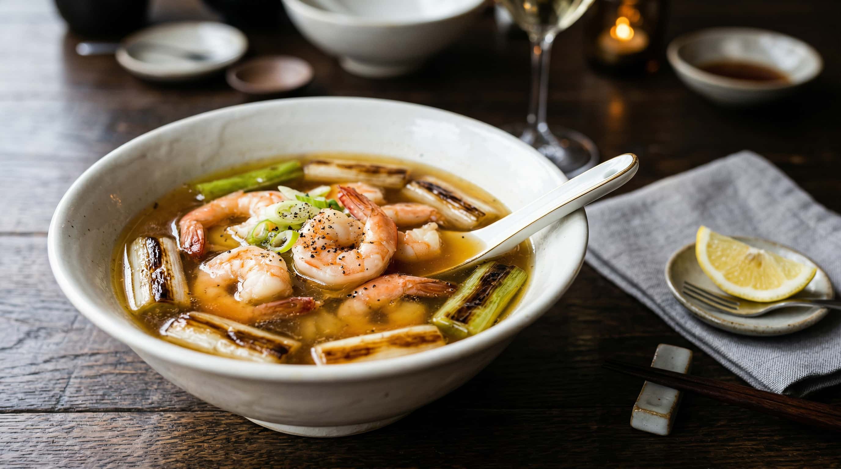 エビと長ねぎのさっぱりバター醤油スープ（完成イメージ）