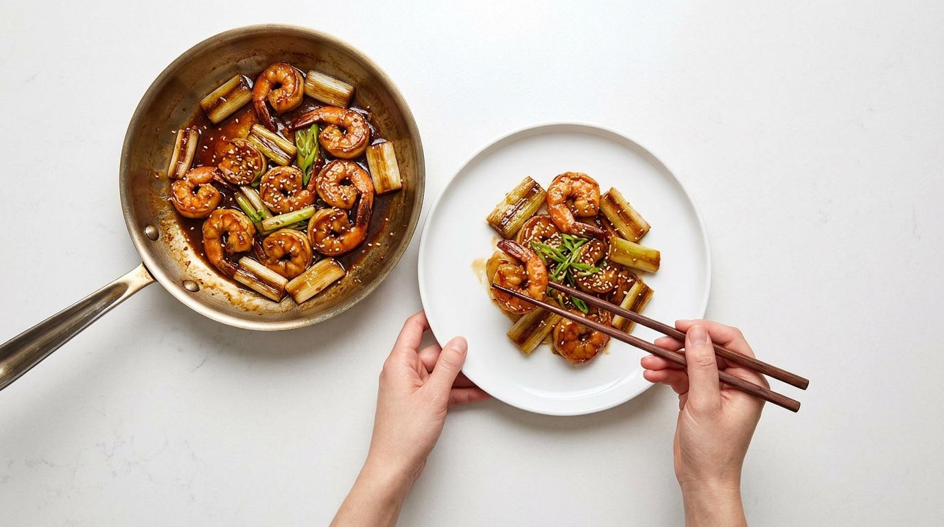 エビと長ねぎの味噌焼き（完成イメージ）