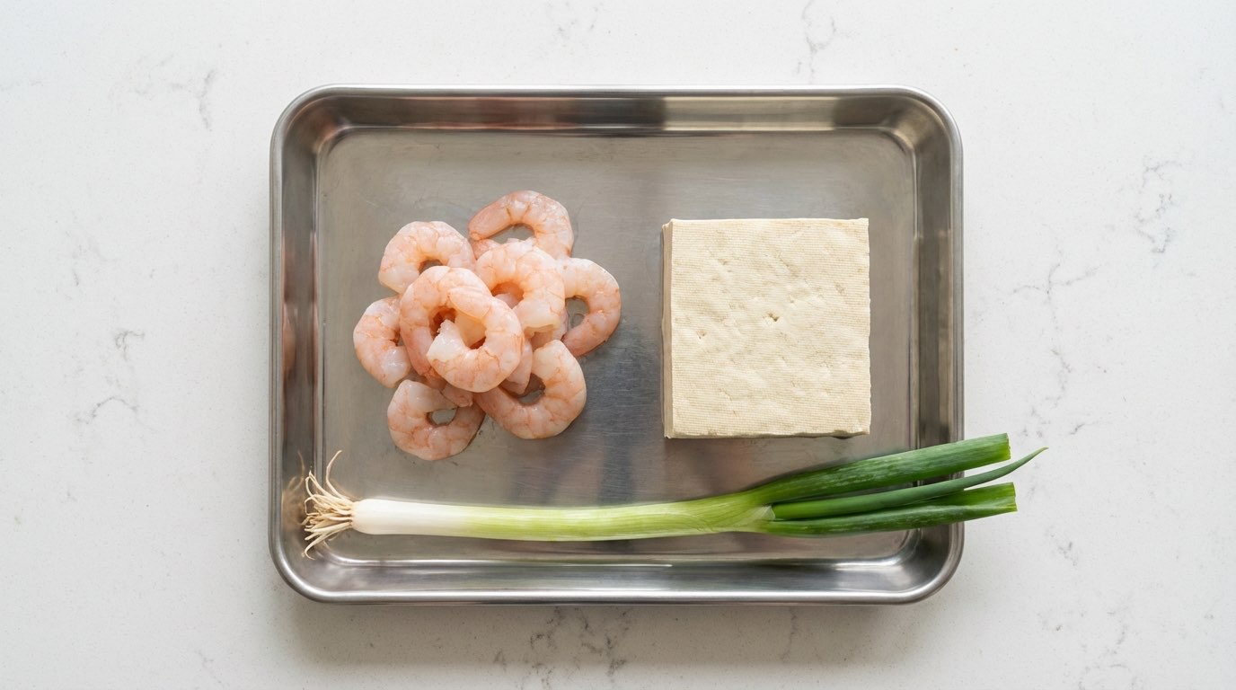 エビと長ねぎのごま油香る糖質オフ丼（材料）
