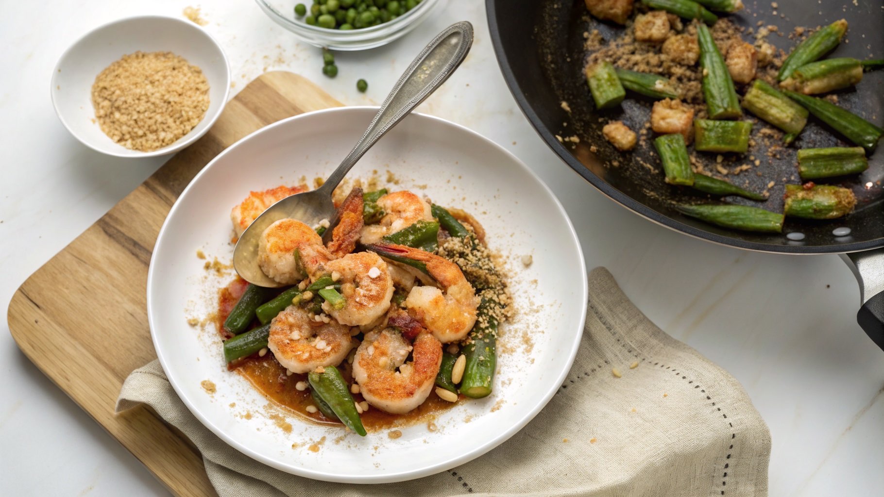 エビとオクラのめんつゆ炒め（完成イメージ）