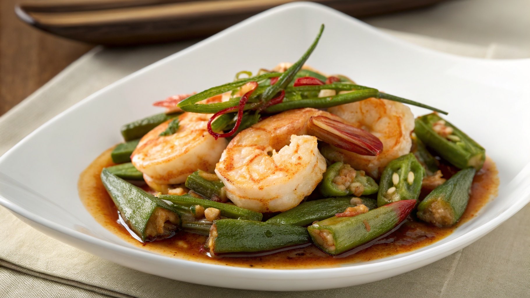 エビとオクラのめんつゆ炒め（完成イメージ）