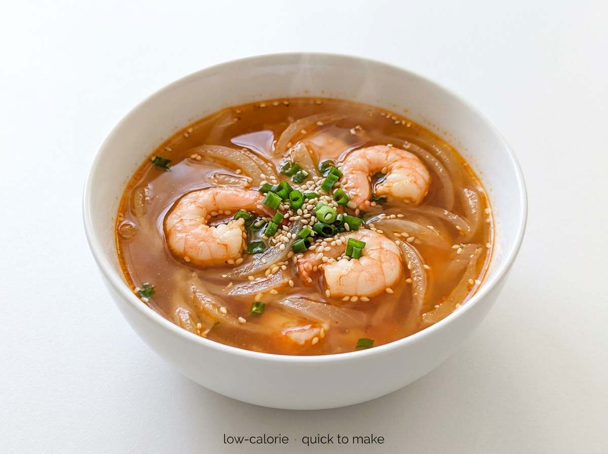 エビと玉ねぎのピリ辛スープ