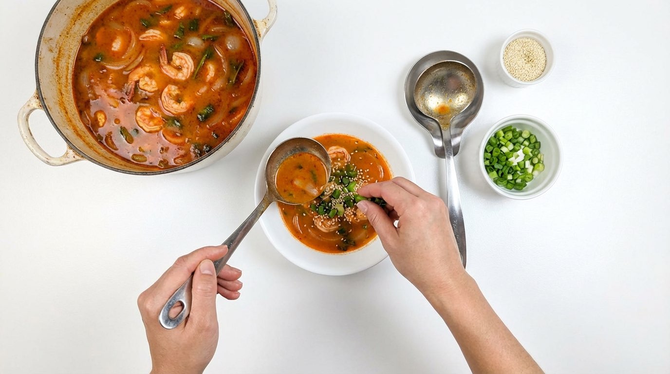 エビと玉ねぎのピリ辛スープ（完成イメージ）