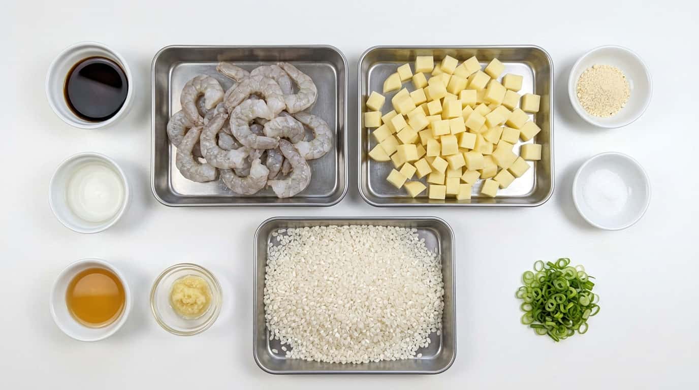 エビとじゃがいものポン酢炊き込みご飯（材料）