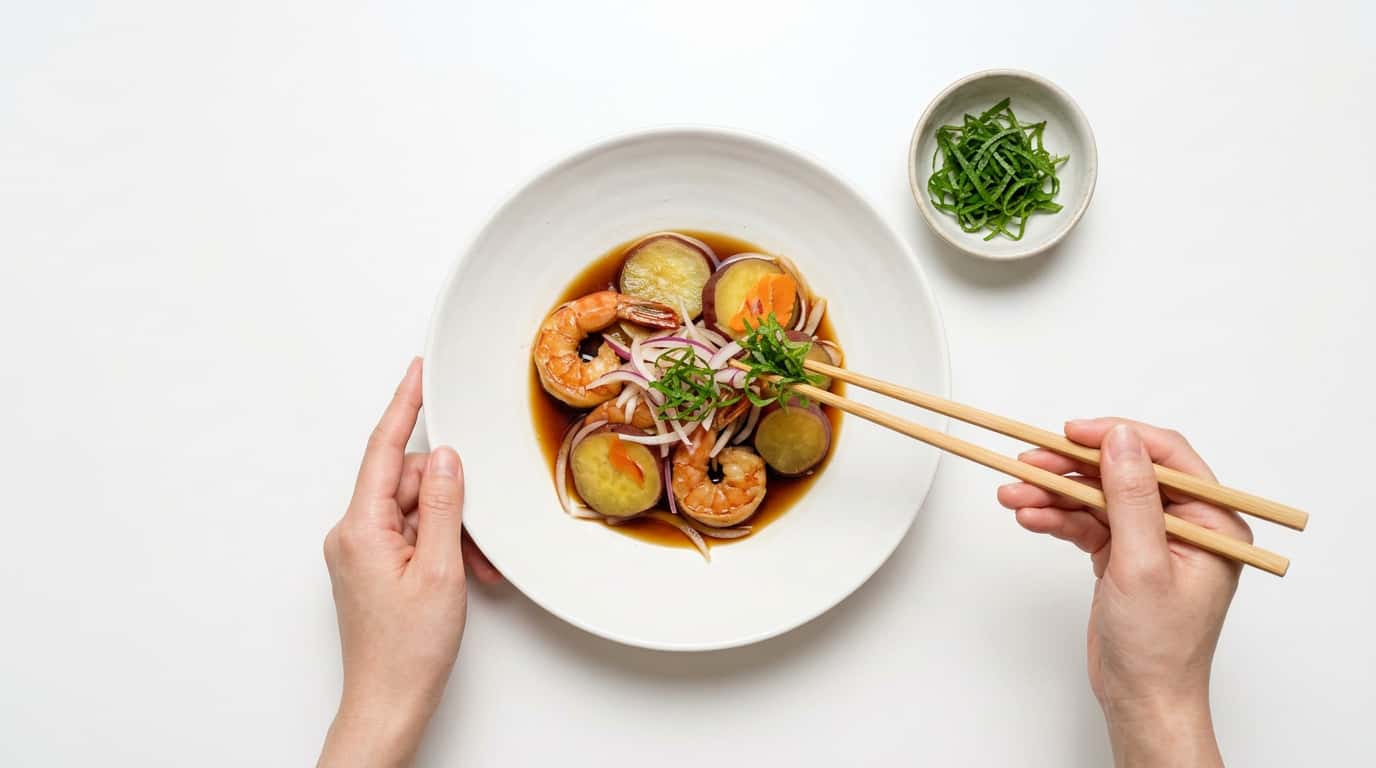 エビとさつまいものめんつゆ南蛮漬け（完成イメージ）