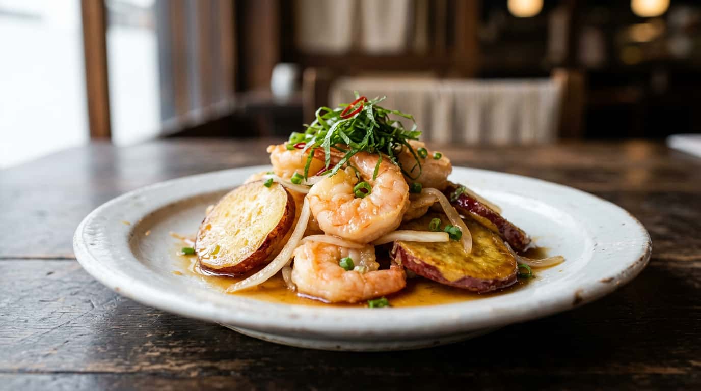 エビとさつまいものめんつゆ南蛮漬け（完成イメージ）