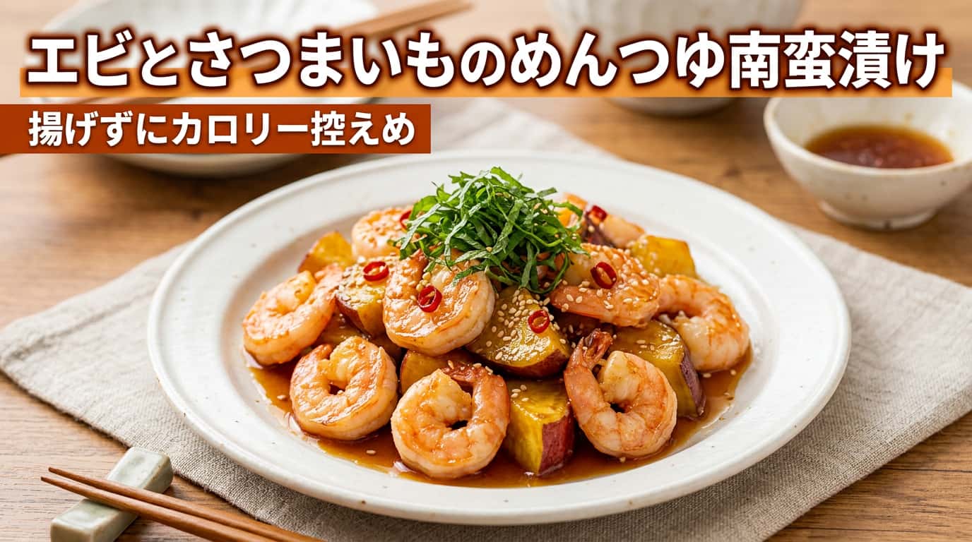 エビとさつまいものめんつゆ南蛮漬け