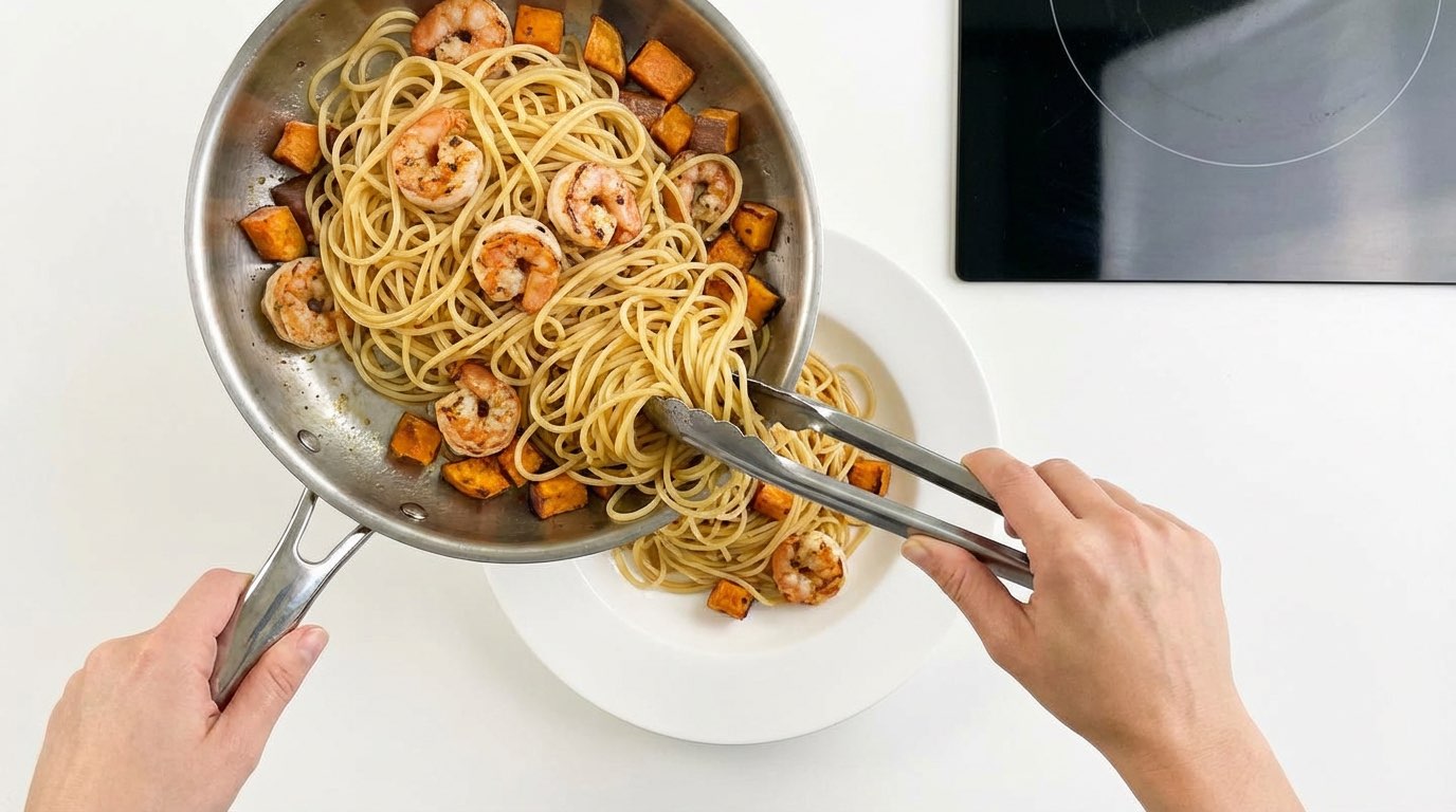 エビとさつまいものポン酢パスタ（完成イメージ）