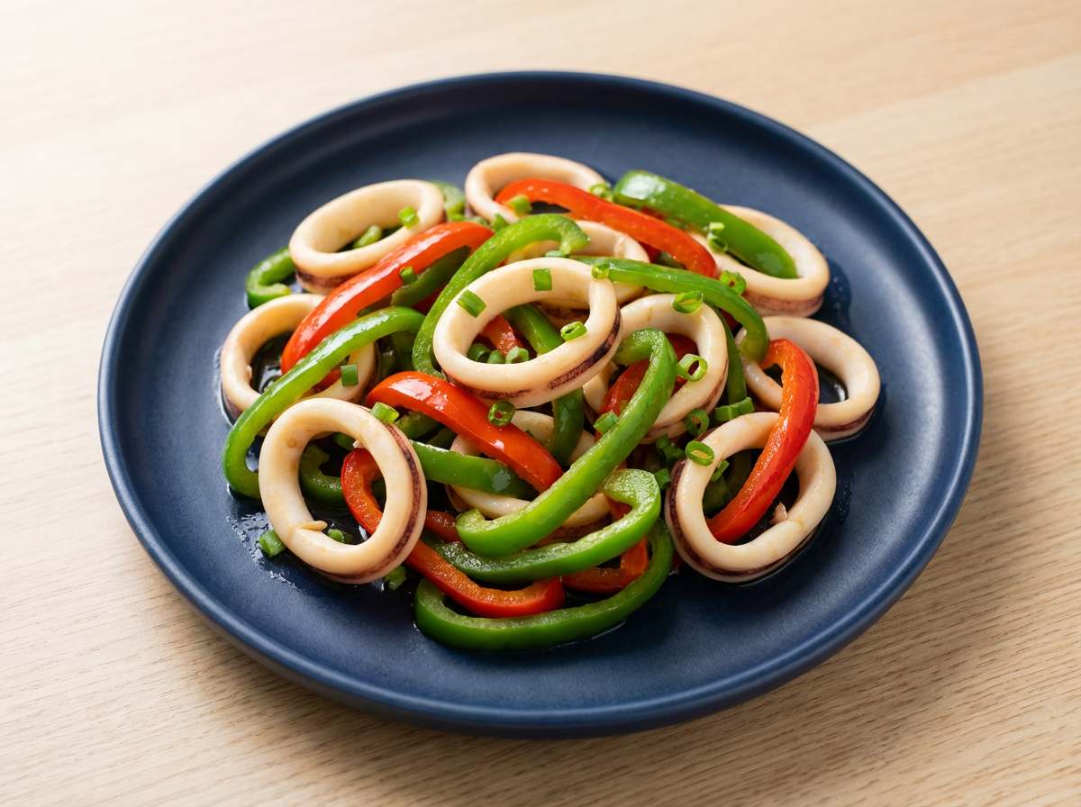 イカとピーマンの甘酢レンジ蒸し