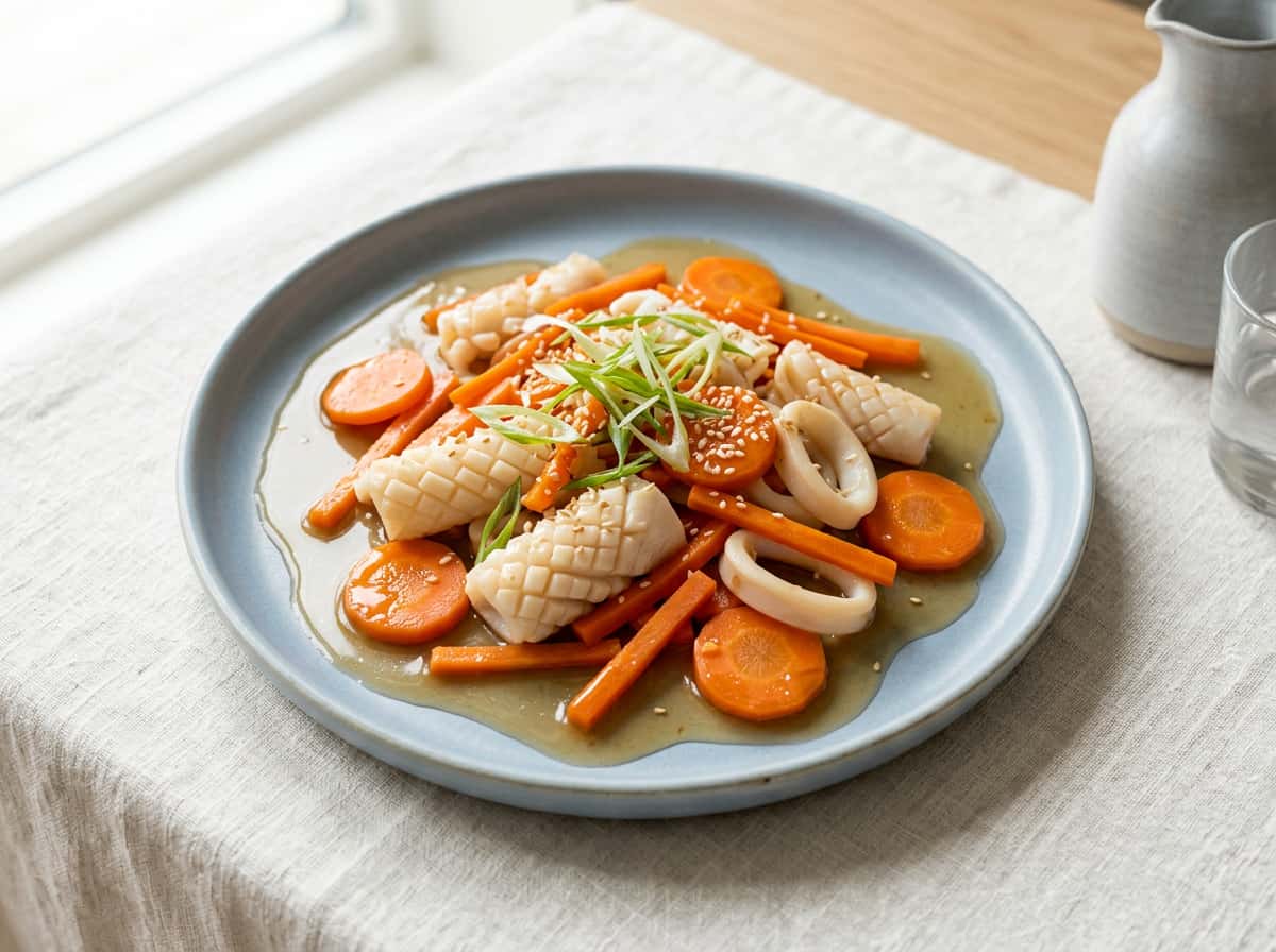 イカとにんじんの甘酢レンジ蒸し