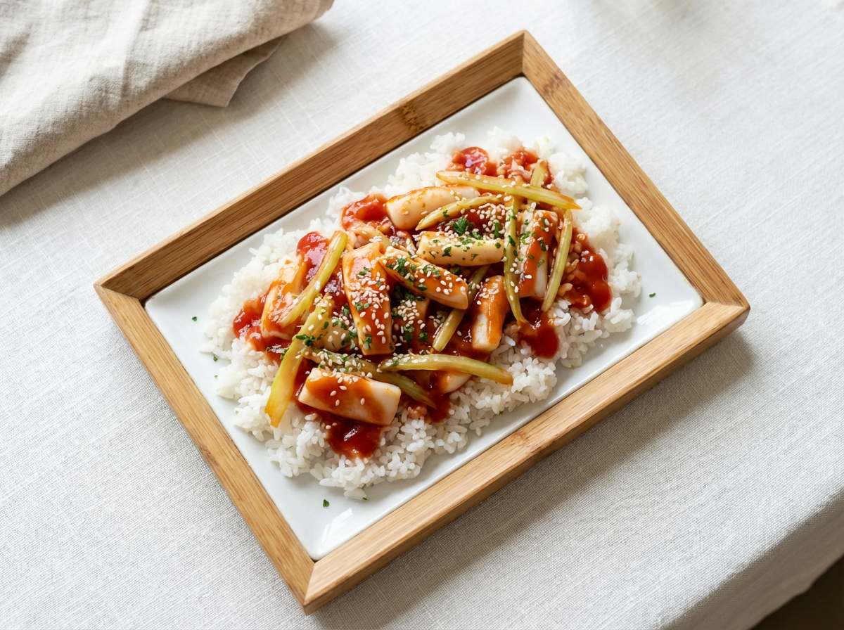 イカとセロリのケチャップ香る糖質オフ丼