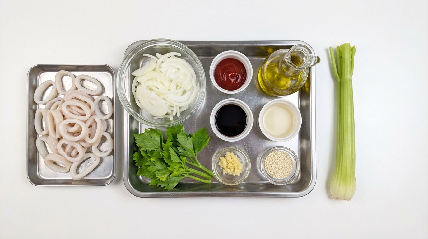 イカとセロリのケチャップ香る糖質オフ丼（材料）