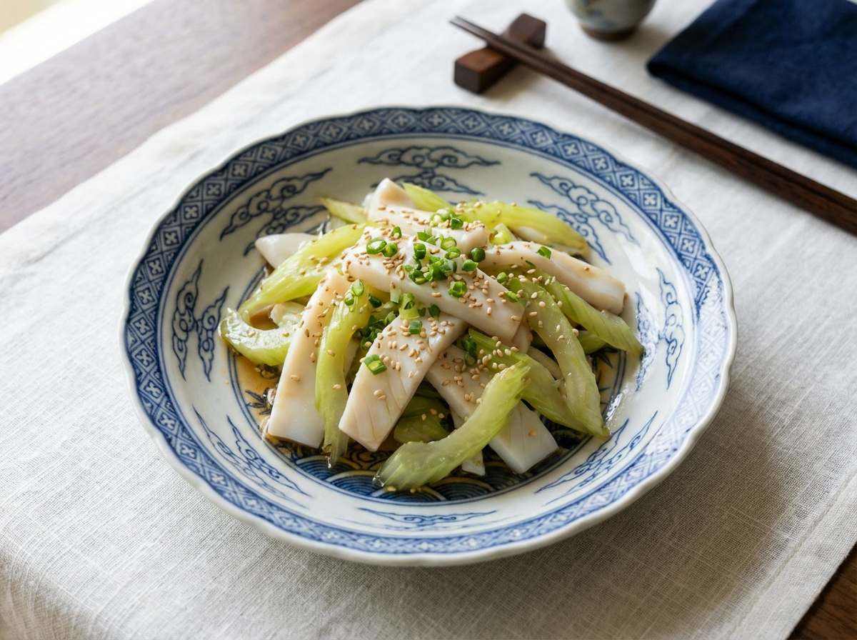 イカとセロリのごま油レモン漬け