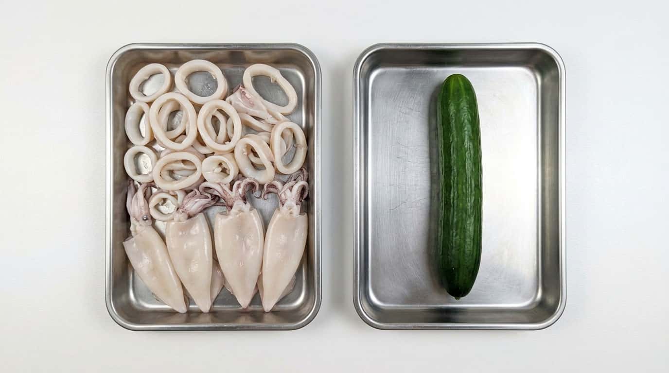 イカときゅうりの甘酢炒め（材料）