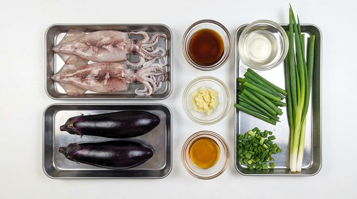 イカとなすのポン酢蒸し（材料）