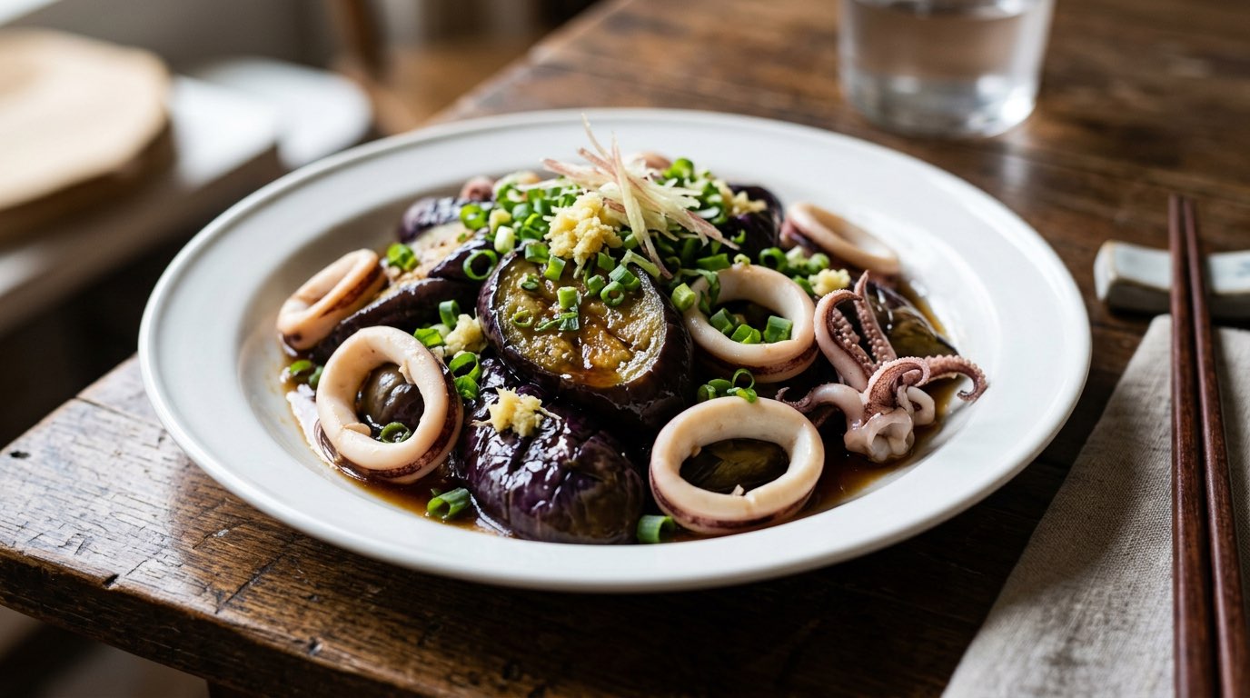 イカとなすのしょうゆ香るヘルシー蒸し（完成イメージ）