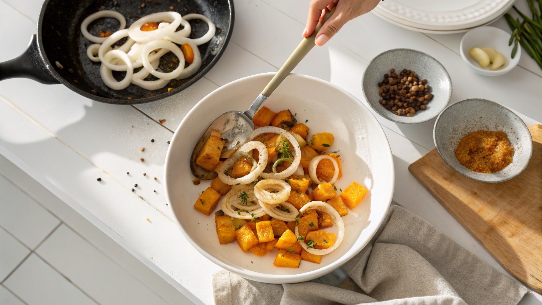 イカとかぼちゃの塩こしょう炒め（完成イメージ）