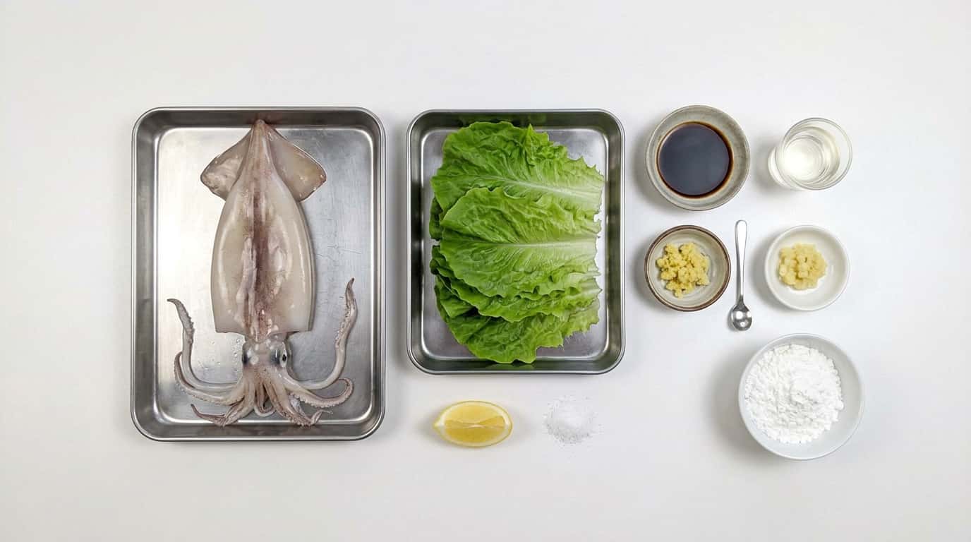 イカとレタスの醤油竜田揚げ〜糖質オフ仕立て〜（材料）