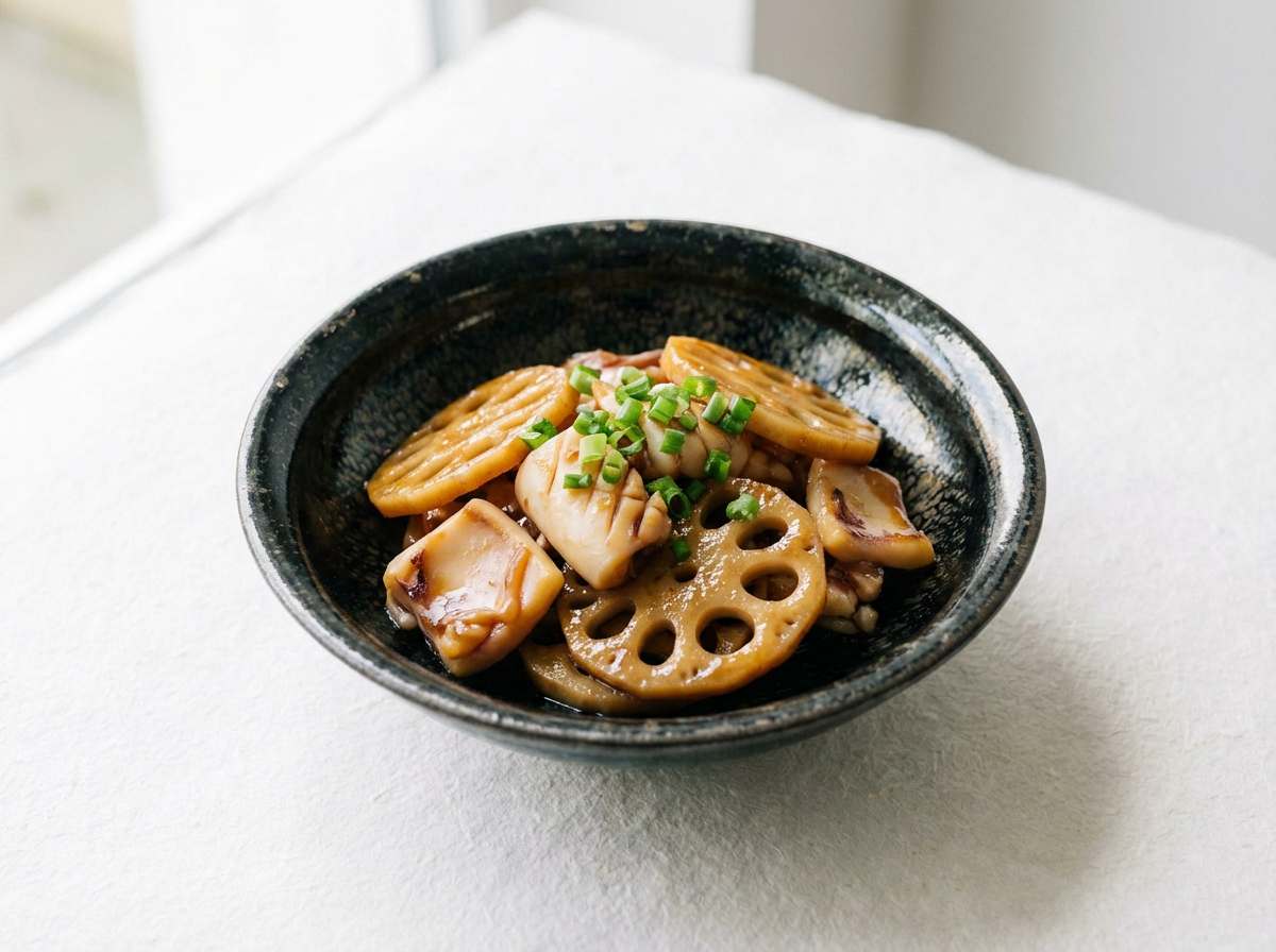 イカとれんこんのバター醤油ガッツリ煮