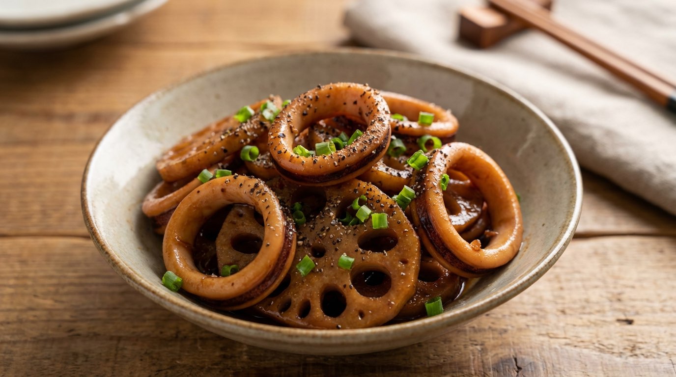 イカとれんこんのバター醤油ガッツリ煮