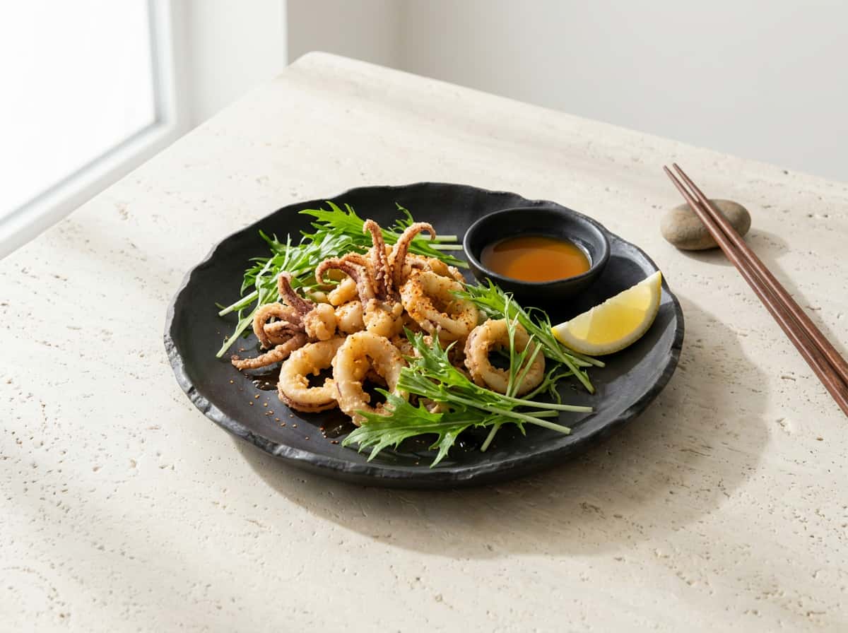 イカと水菜のめんつゆから揚げ