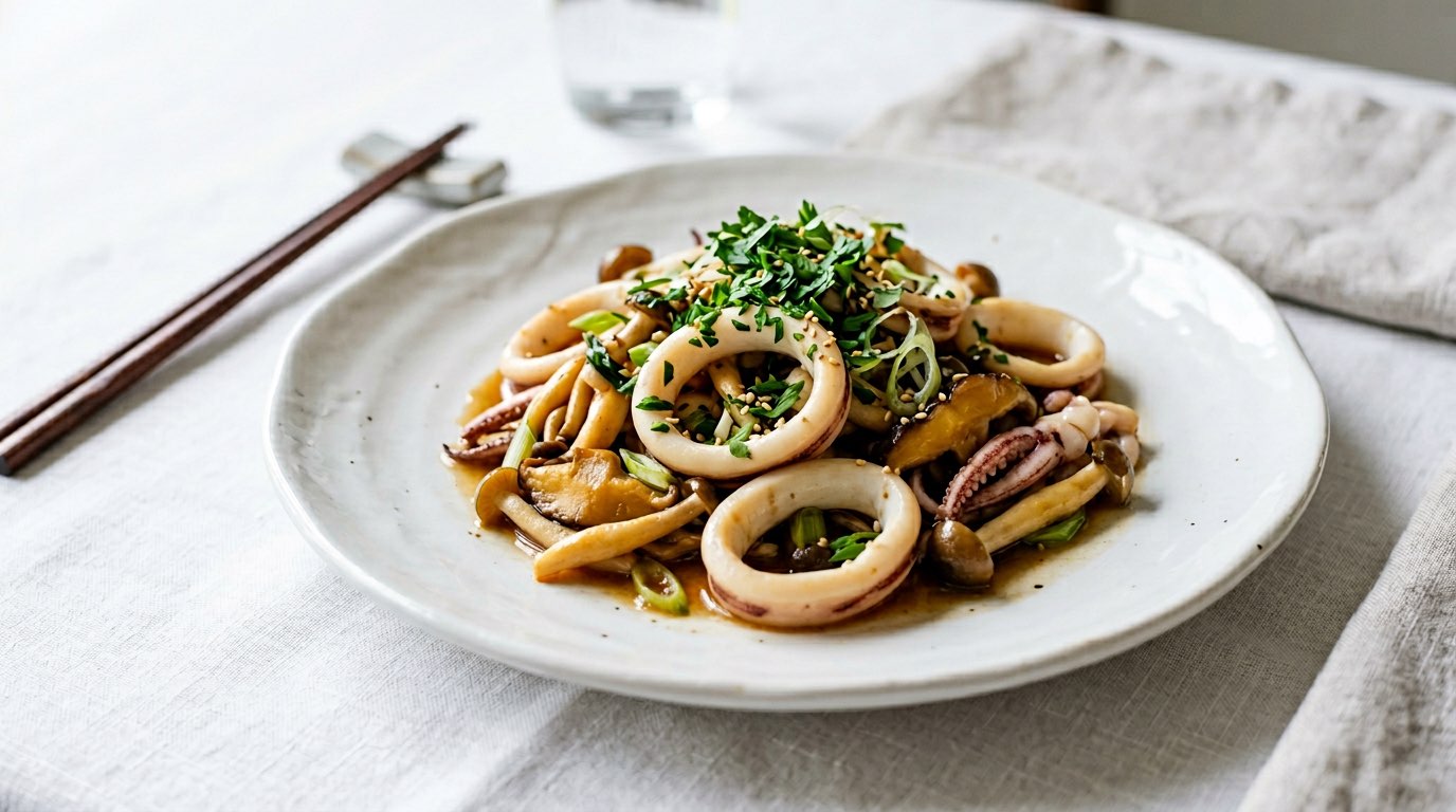 イカときのこのコンソメ炒め