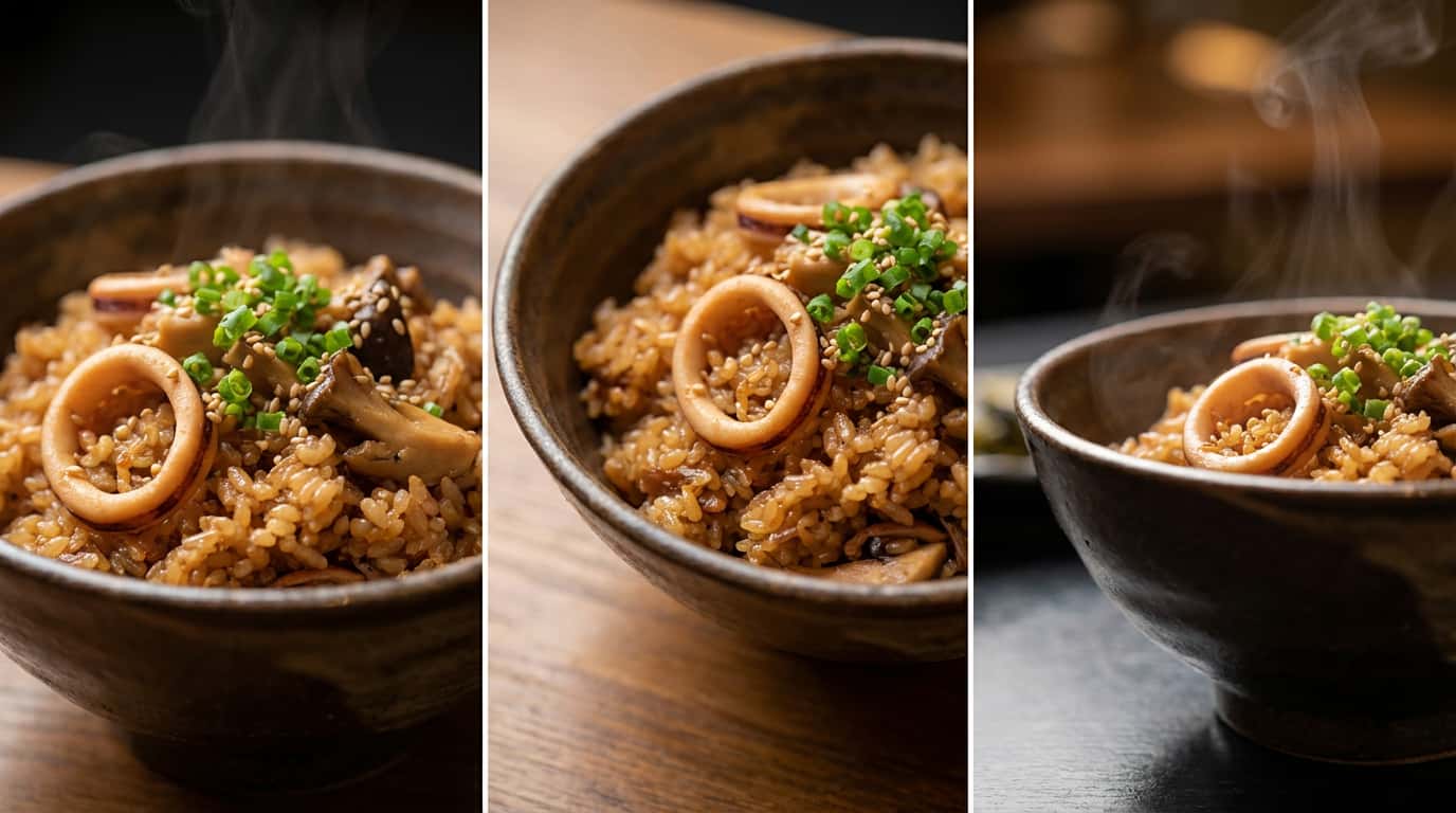 イカときのこの味噌炊き込みご飯（完成イメージ）