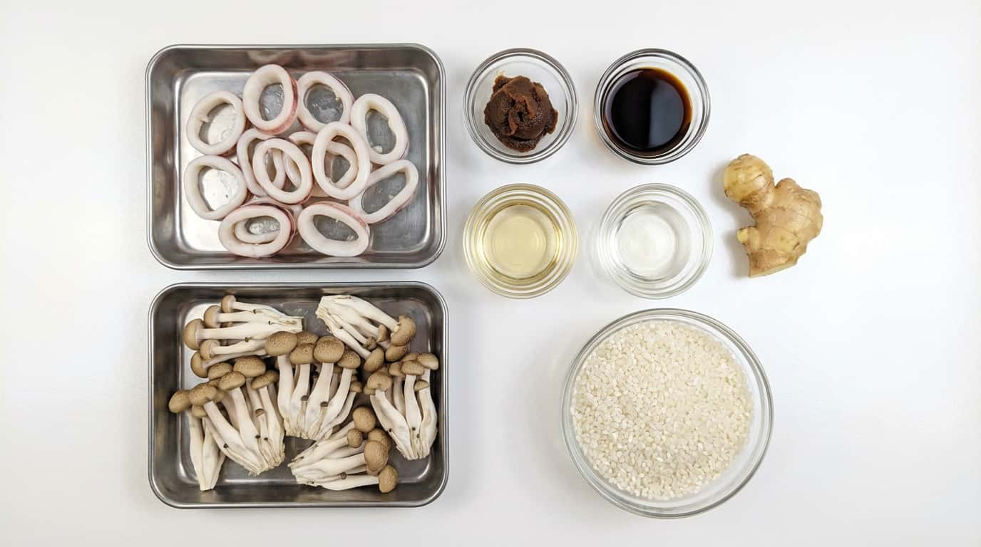 イカときのこの味噌炊き込みご飯（材料）