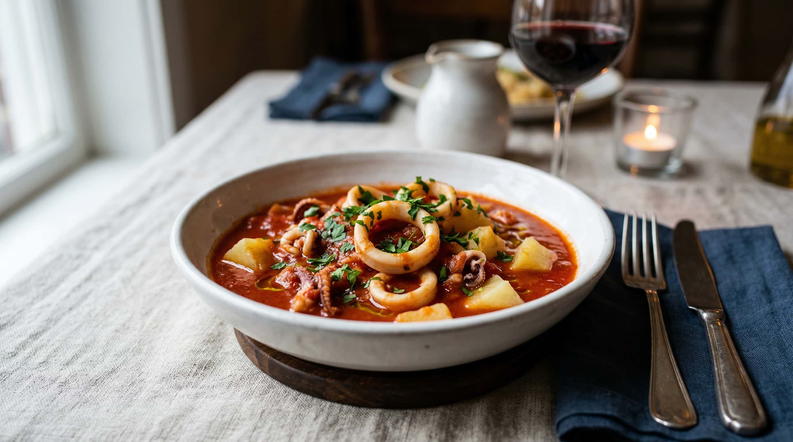 イカとじゃがいものトマト缶煮（完成イメージ）