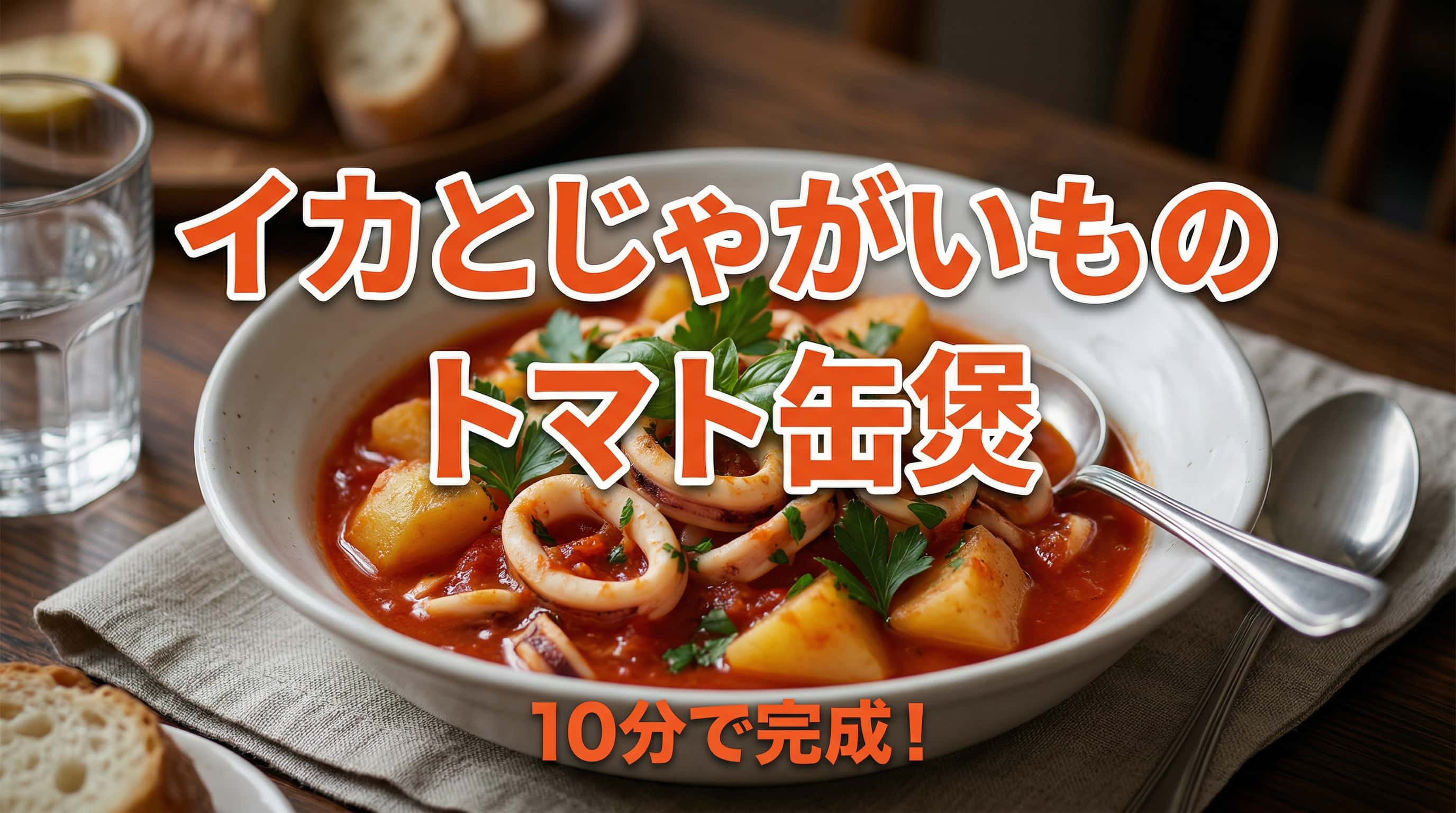 イカとじゃがいものトマト缶煮