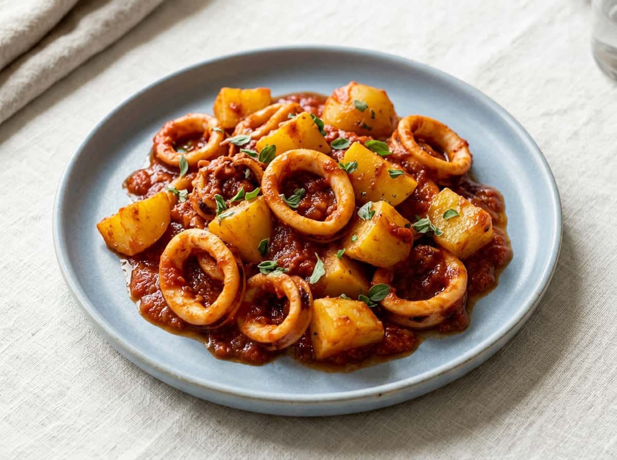 イカとじゃがいものトマト缶マリネ漬け