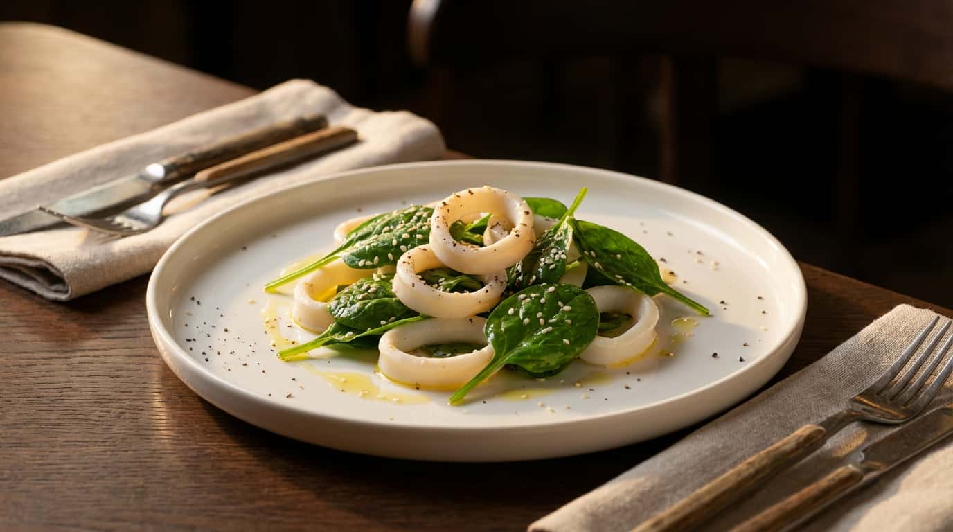 イカとほうれん草の塩こしょう和え（完成イメージ）