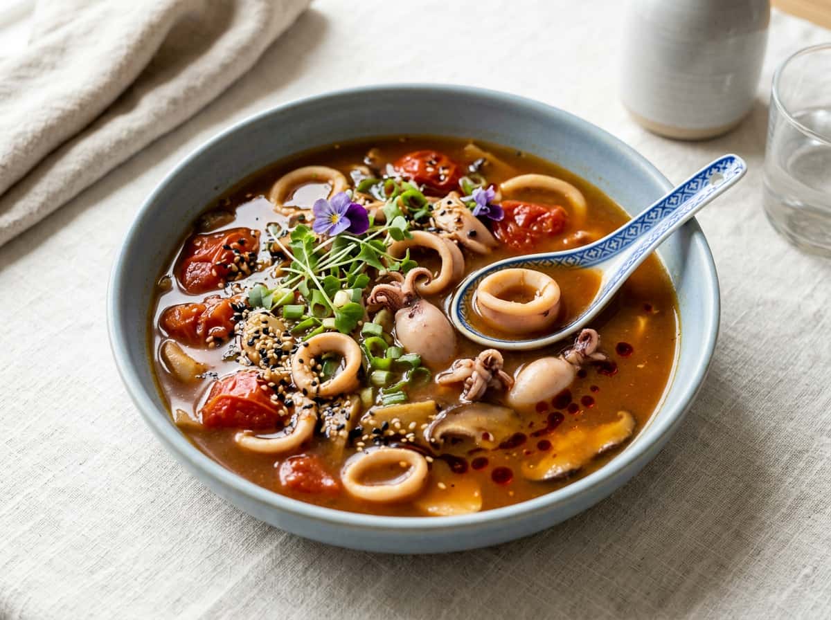 イカとトマトのしょうゆスープ