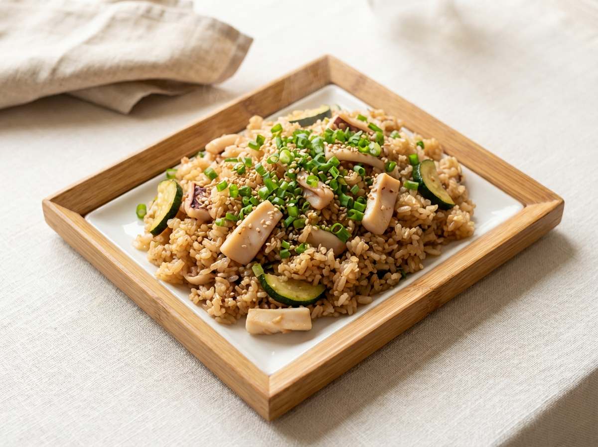 イカとズッキーニの味噌バター炊き込みご飯