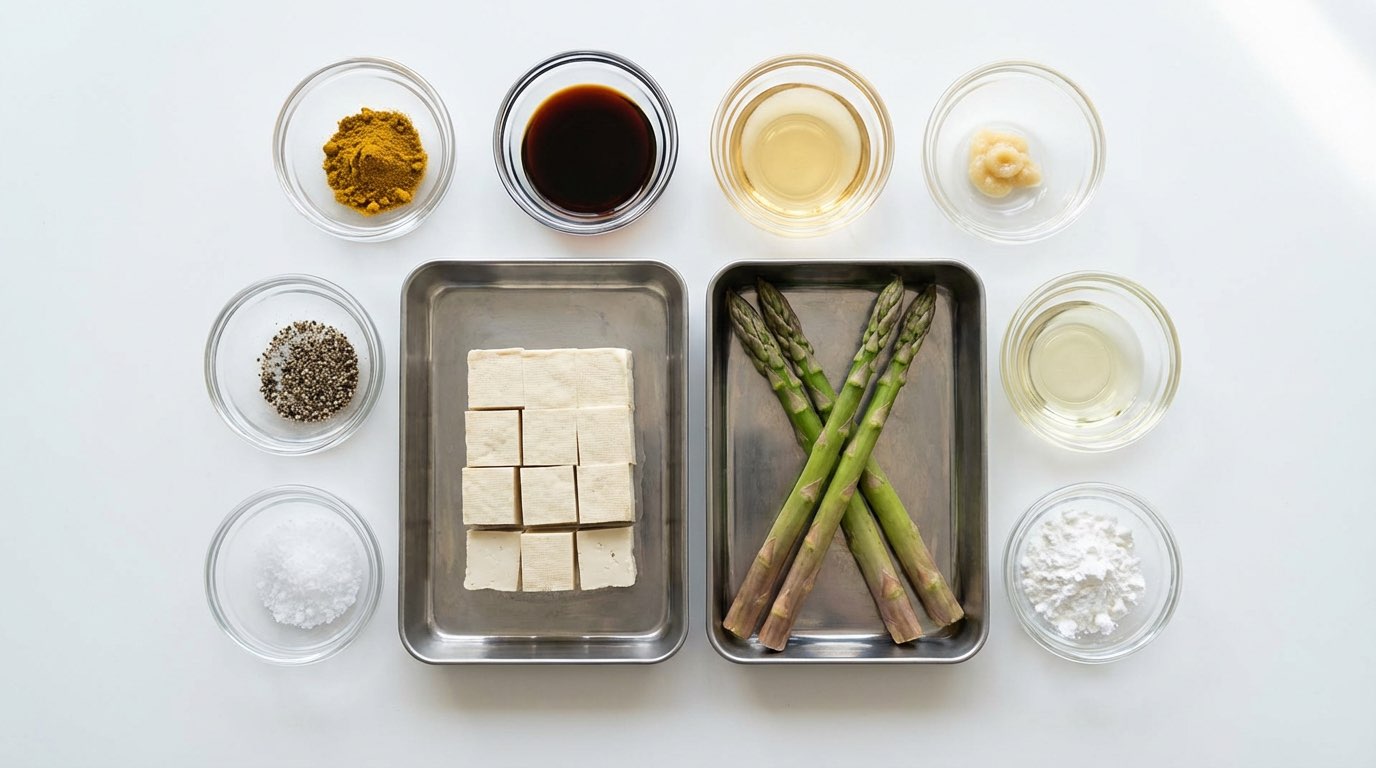 豆腐とアスパラガスのカレー炒め（材料）