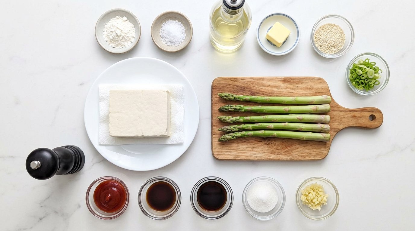 豆腐とアスパラのガッツリケチャップ焼き（材料）