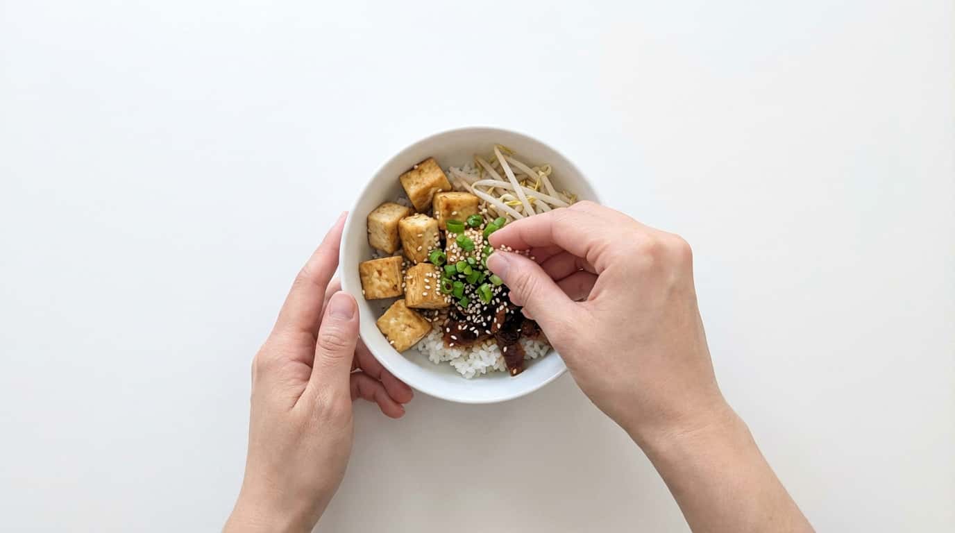 豆腐ともやしの焼肉タレ丼（完成イメージ）