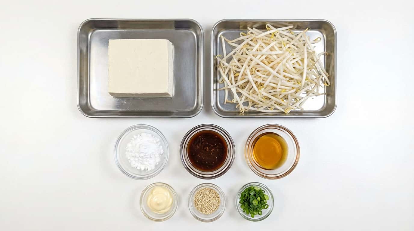 豆腐ともやしの焼肉タレ丼（材料）